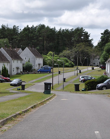 Non Linked image of a row of houses by a road
